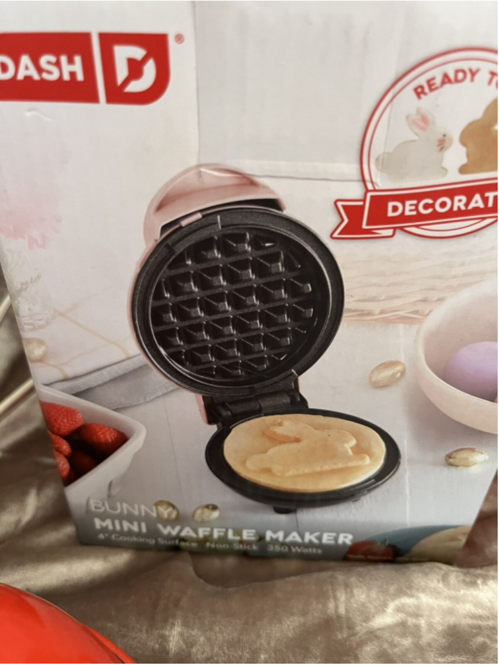 Mini Dash Pink BUNNY rabbit Shaped Waffle Maker 4inch New In Box Easter SpringW/